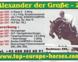 Deckhengst Alexander der Grosse Z (Österreichisches Warmblut, 1998, von Alexis Z)